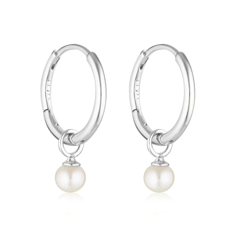 Pearl Charm Huggie Hoop Earrings