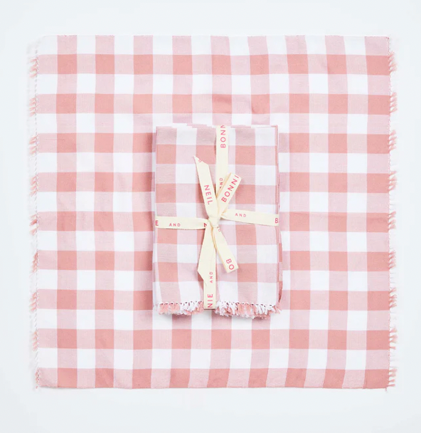 Napkin Set - Gingham Pink