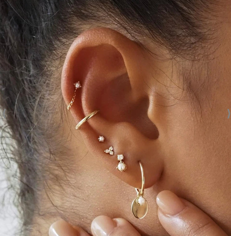 14KT Peaceful Moon Hoops