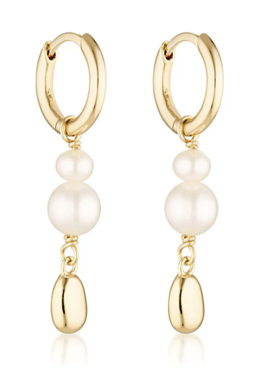 Brook Pearl Huggie Hoop Earrings