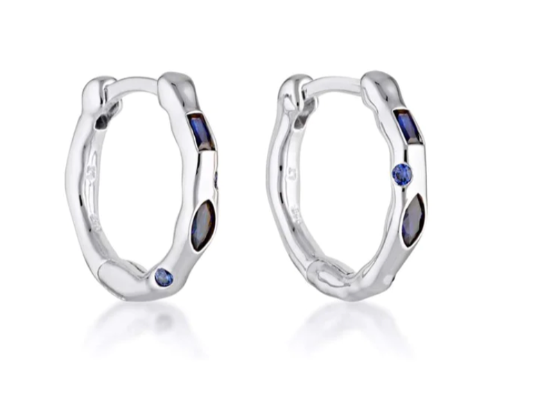 Relic Gem Hoop Earrings - Sapphire