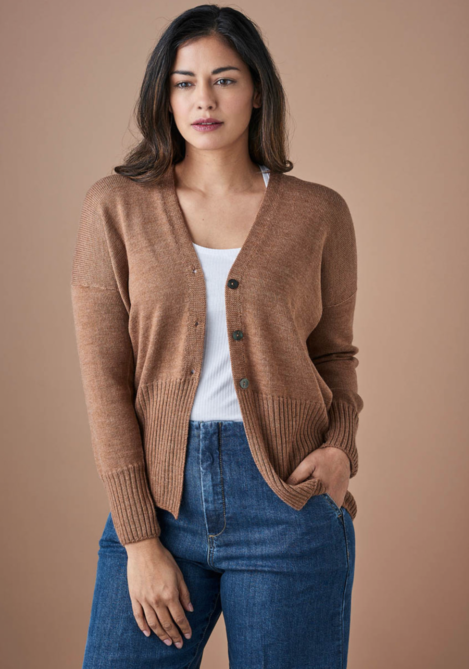 Edith V Neck Jersey Cardigan