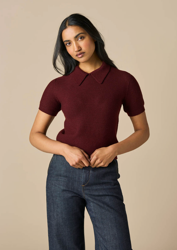 Pearl Garter Stitch Collared Tee