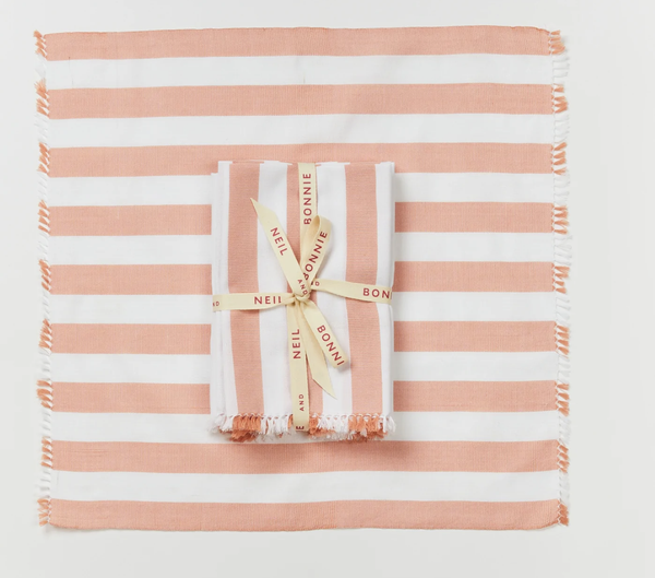 Napkin Set - Woven Stripe Pink
