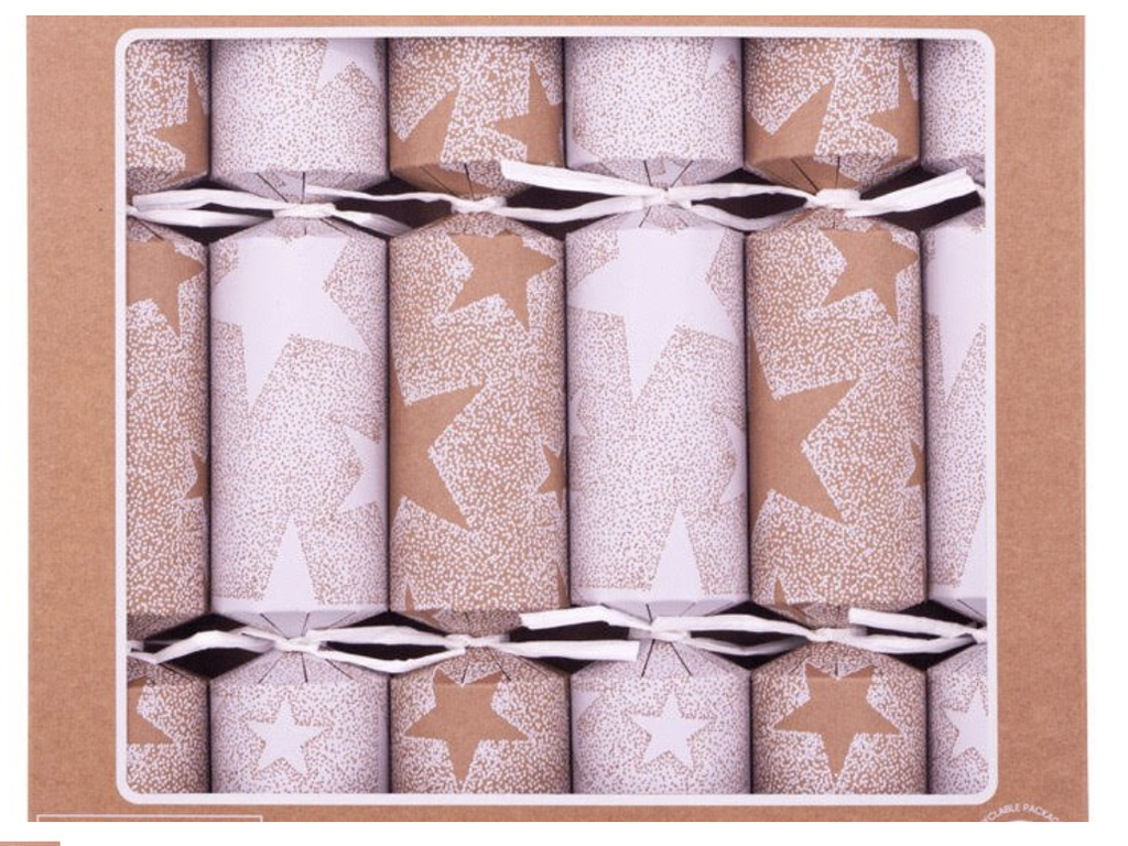 White Stars Christmas Crackers (Set of 6)