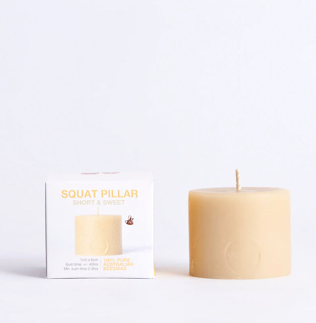 Squat Pillar Beeswax Candle