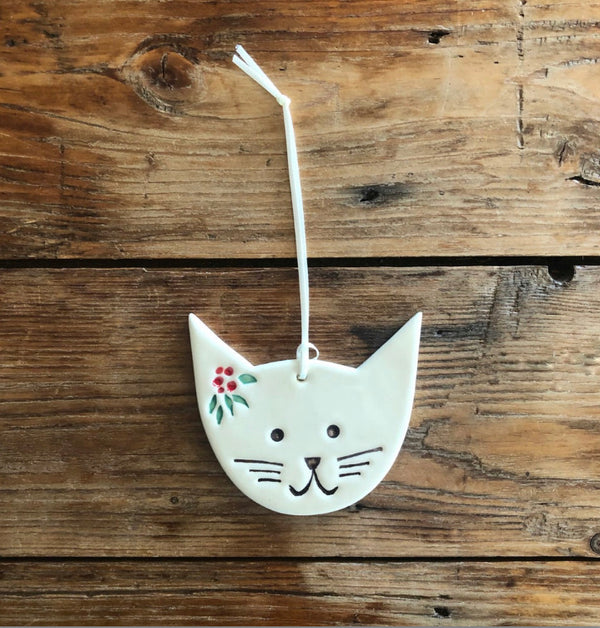 Ceramic Christmas Cat Decoration